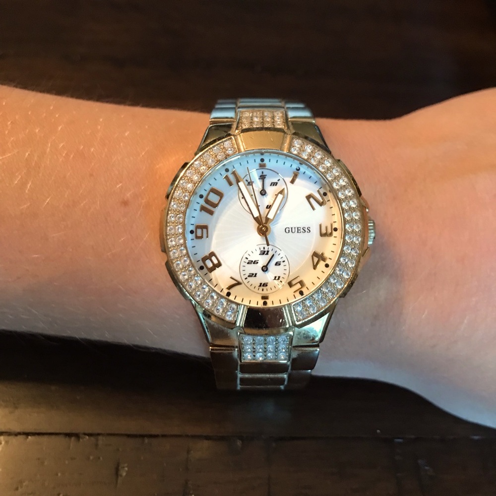 SOLD Guess | Swarovski crystals gold watch with box - Picture 1 of 6
